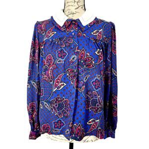 Vintage 70s Floral Paisley Buttoned Blouse - Size 10 - Doncaster II